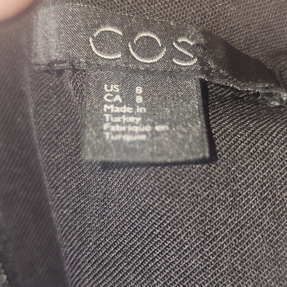 COS A Line Womens Top Sz 8 Black 3/4 Gathered Sleeve Lightweight Wool Oversized - Picture 13 of 15